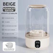Mesin Cuci Mini Portabel Kapasitas 1,5L, Sepenuhnya Tahan Air, Layar Sentuh LED, Cocok untuk Pakaian Ukuran Kecil, Baterai 4000mAh - MultiWarna - View 5