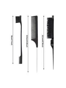 3件套美发造型工具套装 - 蓬松梳、挑染梳、尖尾梳和眉刷（女士适用）| 美发造型工具、DIY发型配件、家居、卧室、沙龙和旅行必备品、梳子套装、日常护发、梳子套装、梳子、梳头、美发产品、倒梳、美发工具、假日必备品、美发产品、日常用品 - 梳子 - 查看 10