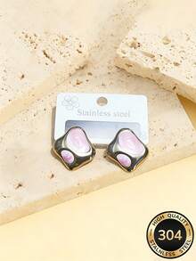 Pendientes de mujer de acero inoxidable - Diseño geométrico de flor, lazo y piedra, hipoalergénicos, resistentes a la decoloración, antioxidantes, joyería minimalista elegante para uso diario, fiestas, regalos, cumpleaños y festividades - Multicolor - Ver 9