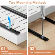 Paquete de 2 organizadores de gabinetes extraíbles ancho 10-15 pulgadas de profundidad (16-24 pulgadas) con 3 rieles deslizantes ajustables cajones extraíbles expandibles para gabinetes - Blanco - Ver 6