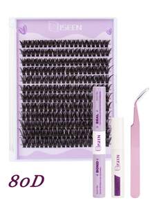 1200pcs/Set, 240pcs/Set, 120pcs/Set Faux Mink Cluster Eyelash Extension Kit, 30-40-50-80D Curl, Cartoon Style Cluster Eyelashes Set, Includes Adhesive, Remover, Tweezer, Soft & Crossover Daily Cluster Eyelashes, Convenient DIY Eyelash Makeup Tool - Purple - View 15