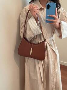 Modern Underarm Bag, European And American Niche Hand-Held Bag, Retro Versatile Shoulder Bag, White Collar Commuter Bag - Coffee Brown - View 4