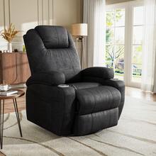Devoko Leathaire Swivel Rocker Recliner Chair With Vibration Massage, 360° Swivel Recliner For Adults, Ergonomic Lounge Chair With Cup Holders, Lazy Recliner Single Sofa - màu đen - Xem 3