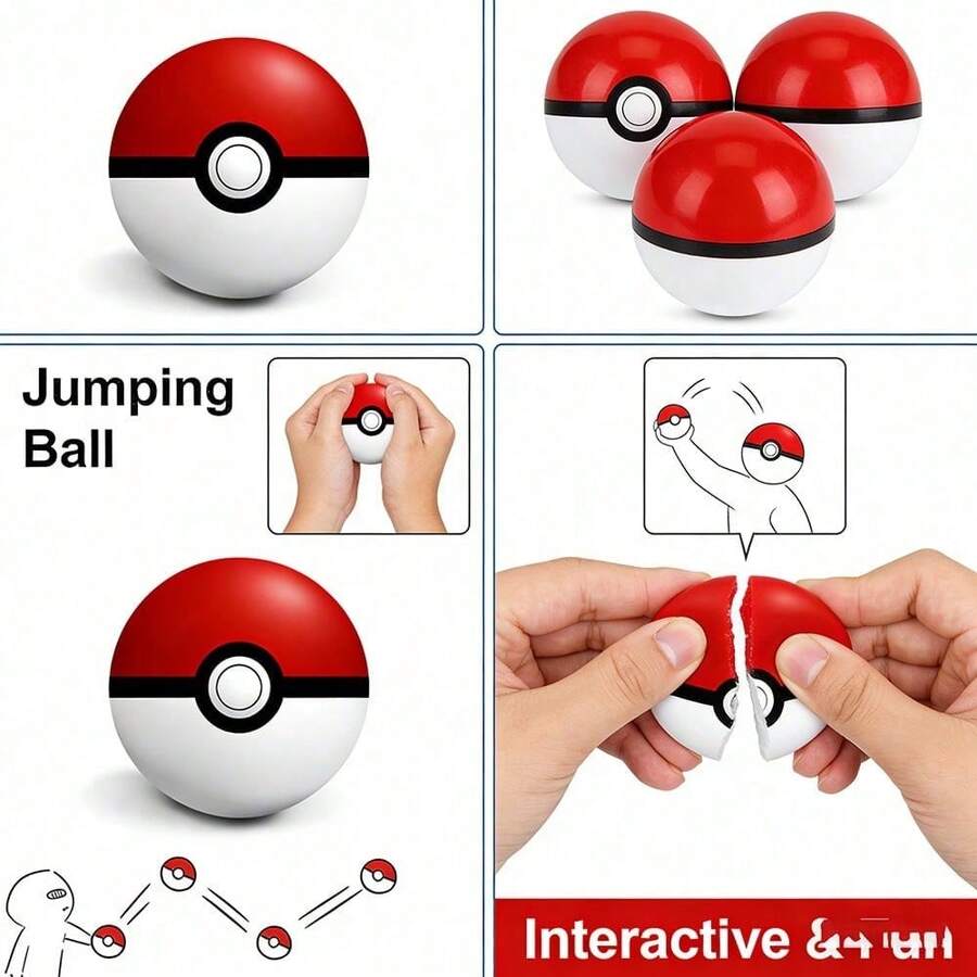 1pc Poké Ball, Handmade Transformable Miniature Ball, Slight Defects, Poké Ball Model, Anime Figure, Pocket Monster Pet, Cute Doll, Birthday Gift - Multicolor - View 1