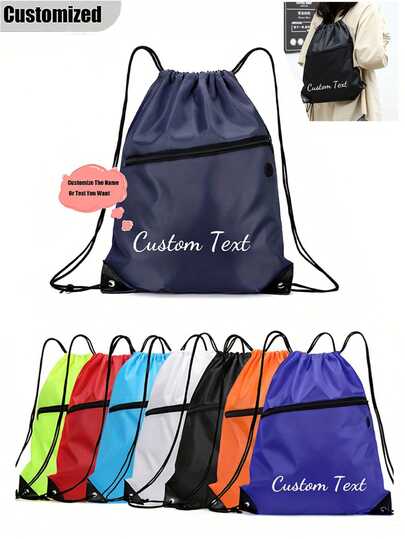 Aanpasbare rugzak met trekkoord en gepersonaliseerde letter, aanpasbare letters, verkrijgbaar in meerdere kleuren, gepersonaliseerde rugzak met trekkoord, schoolrugzak, zwemtas, sporttas, tas voor schoolactiviteiten, teamsporttas, reistas, cadeautas voor feestjes, sporttas met grote capaciteit