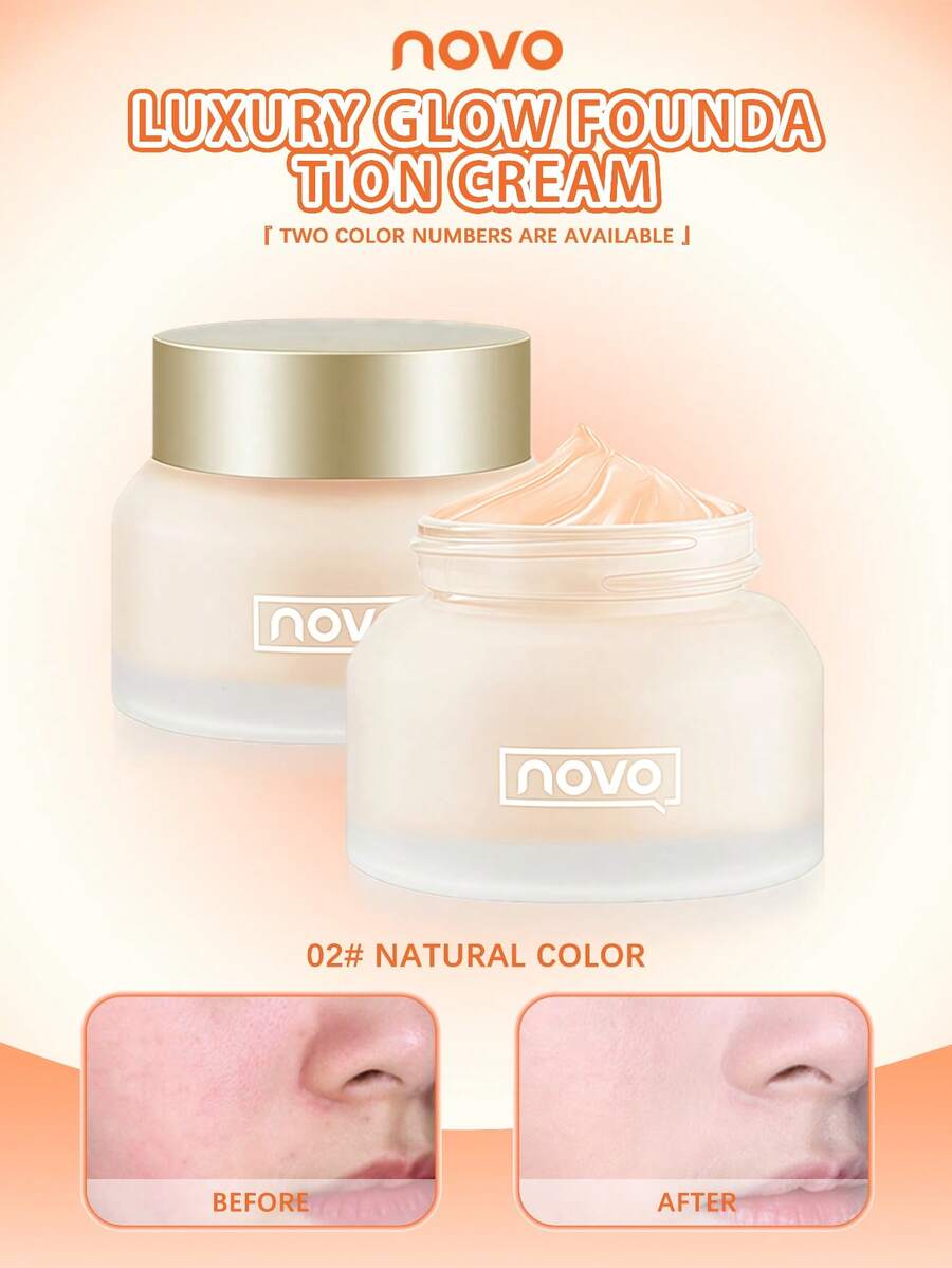 NOVO 柔焦控油粉底液,防水遮瑕不卡粉不氧化,自然奶油妝感,適合約會、畢業、通勤,學生適用,生日禮物 - 02#自然色 - 查看 1