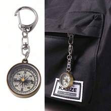 1pc Mini Compass Vintage Survival Zinc Alloy Pocket Compass With Key Ring Camping Compass Keychain Trekking Navigation Tools Thank You Gifts Teacher Accessories - Gold - View 5