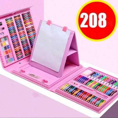 208pcs/Set Student Painting Tool Combo Set, Includes Paintbrushes & Watercolor Pens (Patterns, Accessories & Colors Are Random, Not Limited To The Ones Shown In The Image, Painting Paper Not Included), Beginner Painting Kit, Christmas Gift, Back To School Gift, Graduation Gift, Stationery, Small Gift For Family Gathering
