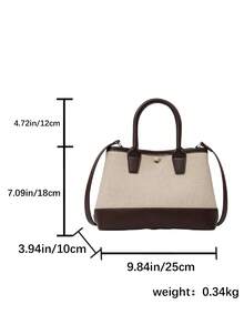 Classic Minimalist Color Block Women's Handbag, Rivet Shoulder Crossbody Bag, French Retro Canvas Tote Bag, Fashionable Patchwork Fabric Bag, Suitable For Daily Commute, Shopping, Dating, Versatile - Multicolor - View 13