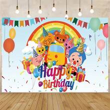 P-Lim Plim Photography Backdrop Clown Baby Shower Happy Birthday Party Photo Background Photo Studio Props Decor Banner Tapestry Flag - 彩色 - 查看 2