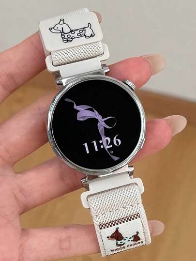 1条可爱腊肠犬图案磁性尼龙表带，兼容三星Galaxy Watch 7/6/5/4/5 Pro，时尚可爱，经久耐用，舒适可调节针织表带，兼容三星Galaxy Watch 40/43/44/45/47mm，表带宽度20mm/22mm，配件齐全。