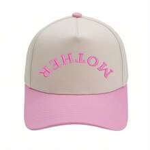 Embroidered Trucker Hat, Color-Block Baseball Cap, Summer Casual Adjustable Adult Style For Women - 粉色 - 查看 8