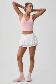 Alo Yoga Double Or Nothing Tennis Skirt Women's Vintage Pink True To Size W6574r - 白色 - 查看 6
