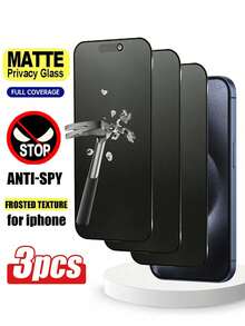 Bộ 3 miếng dán màn hình cường lực mờ, độ cứng 9H, chống nước, chống trầy xước, viền chống vỡ, tương thích với iPhone 11/12/13/14/15/15Pro/15Plus/15Pro Max/16/16Pro/16Plus/16Pro Max/17/17Pro/17Pro Max/17e - màu đen - Xem 29