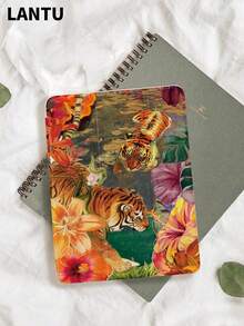 1个复古虎纹花卉图案平板电脑保护套，兼容苹果10.2英寸/11英寸（2020/2021款）、（A16）11英寸第11代（2025款）、第9/10代、苹果Air 4代10.9英寸、三星Galaxy Tab S6 Lite 10.4英寸，防摔，带笔槽，支持睡眠/唤醒功能，是送给亲朋好友的浪漫礼物。 - 彩色 - 查看 4