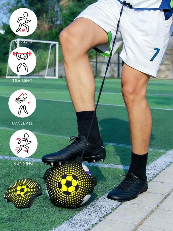 1pc Outdoor Football Dribbling Skills Training Belt, Novice Ball Control Training Equipment, Portable Lawn Football Trainer, Elastic Assisted Spinning Football Belt, Suitable For Pre Match Warm-Up Of Football Matches, Novice Indoor Independent Practice, Quick Reaction Speed Training Device, Adjustable Elastic Football Assisted Fitness Equipment