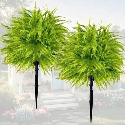 1/2 cây dương xỉ Boston nhân tạo 44cm, thân dương xỉ giả sống động như thật dùng để trang trí mộ, ngày Valentine, Giáng sinh, trang trí sân vườn trong nhà/ngoài trời, đám cưới, mùa xuân/hè.