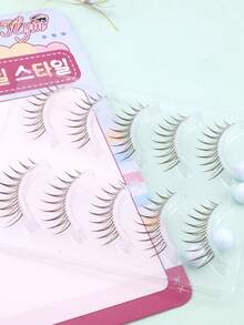 5对棕色火焰形韩版仿貂毛假睫毛，超细睫毛柄，柔软有弹性，紧密贴合眼部，精致甜美妆容。 - 查看 8