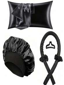 Bộ dụng cụ tạo kiểu tóc khi ngủ 10 món, bao gồm 1 máy uốn tóc và 1 vỏ gối lụa, bộ chăm sóc tóc và da thiết yếu dành cho phụ nữ, uốn tóc không cần nhiệt, uốn tóc qua đêm, 1 mặt nạ ngủ mềm mại, 1 mũ ngủ lụa, bộ dụng cụ chăm sóc giấc ngủ thiết yếu - màu đen - Xem 13