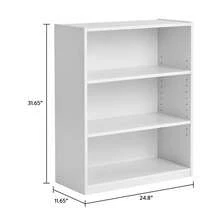 3 Tier Bookcase With Adjustable Shelves, White Storage Bookshelf, Space Saving Organizer For Home & Office - 白色 - 查看 9