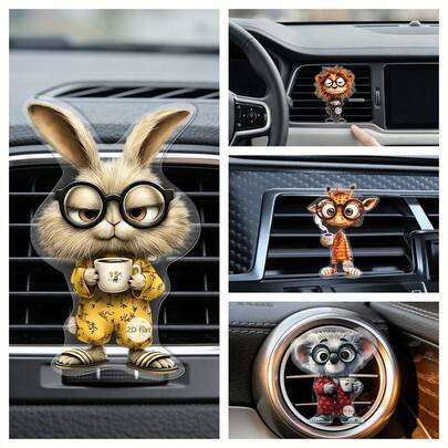 1 chiếc kẹp trang trí cửa gió điều hòa ô tô 2D phẳng bằng acrylic, hình động vật ngộ nghĩnh, thích hợp cho cửa gió điều hòa ô tô, cũng có thể dùng làm vật trang trí nội thất ô tô, quà tặng và vật trang trí nhà cửa.