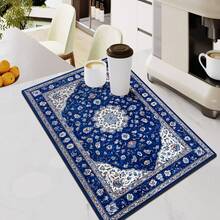 Retro Blue Dining Table/Bar Heat Insulation Mat, Kitchen Countertop Draining Pad, Quick Drying Coffee Machine Mat, Rubber Bottom Anti-Slip Absorbent Easy To Clean - Gold - View 1