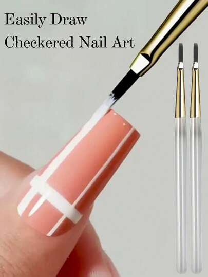 2 piezas Bolígrafos de arte de uñas - Herramientas profesionales de práctica de arte y pintura de uñas, líneas suaves, adecuadas para salón y uso doméstico - Se pueden usar para dibujar cuadrículas, rayas, degradados y otros patrones de arte de uñas - Compatibles con esmalte de uñas, esmalte de uñas acrílico y esmalte de uñas en gel - Adecuados para principiantes y profesionales