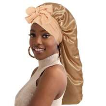 1 chiếc mũ ngủ dài bằng lụa satin, mũ ngủ dài kiểu tết bím, mũ trùm đầu chăm sóc tóc có thể tái sử dụng và điều chỉnh được, mũ ngủ dành cho nữ. - nhiều màu - Xem 2