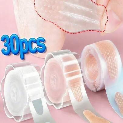 30pcs Hydrogel Blister Pads For Preventing Blisters And Relieve Heel Pain, Waterproof Foot Care Stickers With Adhesive For Sports, Hiking And Insole Protection, Transparent And Textured Design For Targeted Comfort, Flexible Patch Design - Ideal For Sports And Hiking!