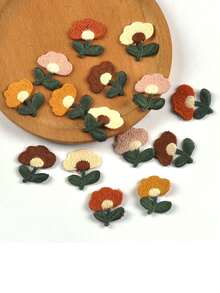 10 Stück 2,7x3,1cm mehrfarbige kleine Blumen Stoffapplikationen, geeignet für DIY Basteleien, Kleidung, Haaraccessoires, Dekorationen, Nähzubehör, ohne Klebstoff auf der Rückseite - Mehrfarbenmischung - Übersicht 1