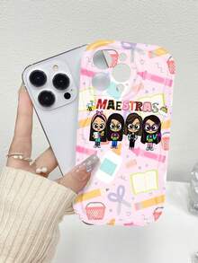 Lindas maestras con temática escolar rosa.funda de teléfono Fundas compatibles con Samsung,Apple,VIVO,OPPO,Motorola,Google,Xiaomi y Honor.Fabricadas en silicona TPU,ofrecen protección contra golpes y caídas. - Blanco - Ver 4