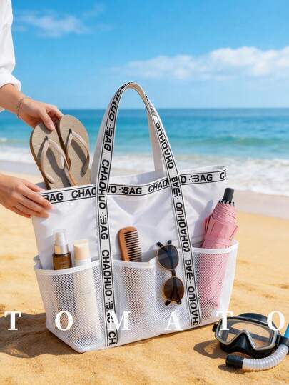1pc Casual Style Large Capacity Women's Tote Bag, Multi-Pocket Fashion Beach Bag, Suitable For Beach Vacation, Travel, Casual Daily Use, Suitable For Young Women - Outings, Shopping, Women's Gift, Outdoor, Travel, Hiking