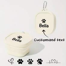 1pc Personalized Collapsible Pet Travel Bowl, Custom Name & Designs, Portable Food Or Water Bowl With Clip For Dogs & Cats, Multiple Colors - Multicolor - View 7