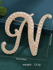 1pc Fashionable Creative Pearl A-Z English Letter Gold Brooch, Versatile Minimalist Accessory Pin For Men And Women - Gold - View 34