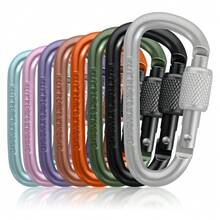 8 Pcs Aluminum Carabiner Keychain Clip Hook D Ring Shape Multipurpose Key Hooks For Keys Camping Hiking Backpack Outdoor Gear Equipment Accessories Organizer Daily Use - Multicolor - View 1