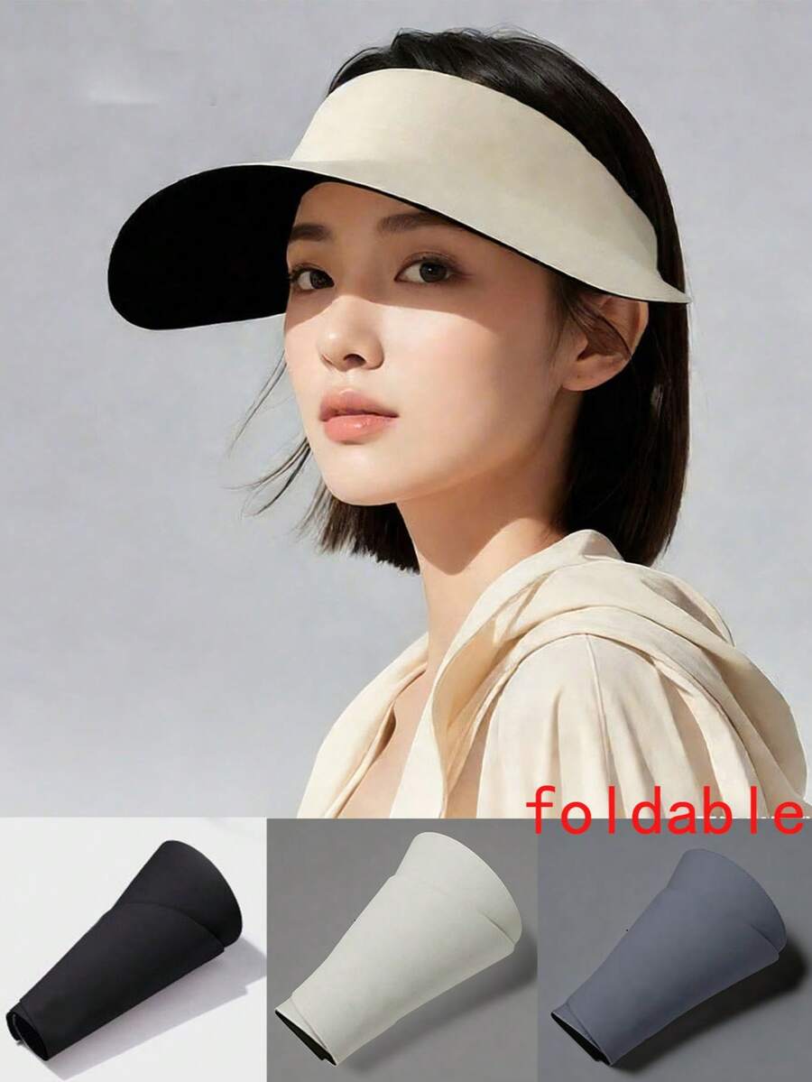 Seamless One-Piece Sun Protection Hat, New Women's Large Brimmed Hat, Foldable Sun Hat - Multicolor - View 1