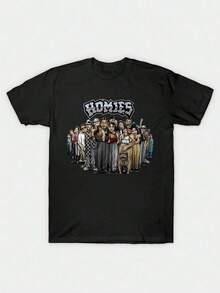 T Shirt Print ,Graphic-Cotton Tees Size Plus, Cartoon Round Neck Short Sleeve, Homies Gangster Cartoon Characters Print Same Style For Men And Women 2025 Summer Short-Sleeved Printed T-Shirt Pure Cotton 220G,Y2K,Oversized Shirt Men,With Shirt,Summer Tops,Shirt Suitable - 黑色 - 查看 8