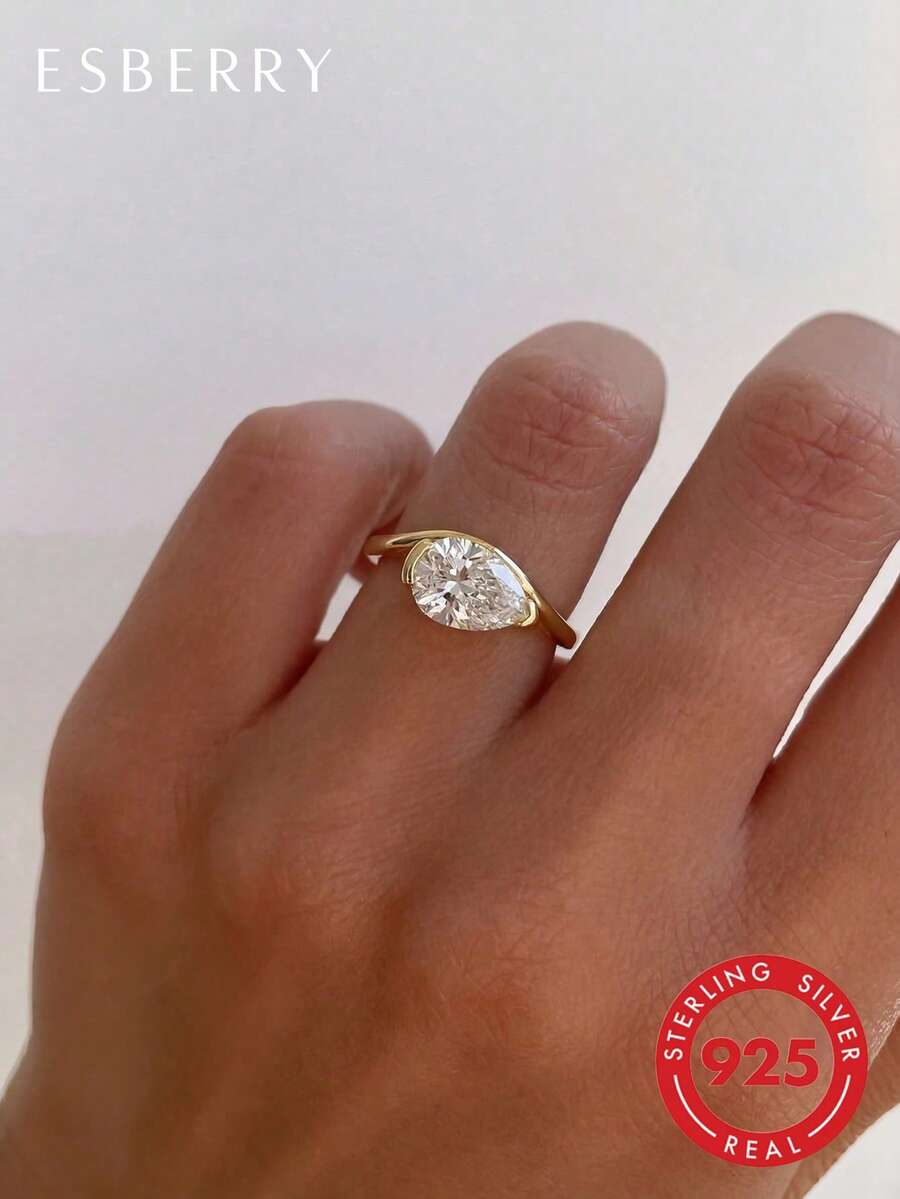 1pc Unique Water Drop Wave 925 Sterling Silver Ring, Elegant & Sophisticated Women's Jewelry Gift, Suitable For Holidays, Birthdays, And Christmas Gifts - Water Droplet Wave Ring - View 1