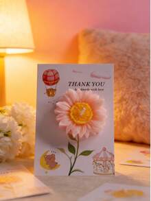 Soy Wax Flower Candle Cards, Cute Creative Birthday Handmade Fragrance Candle, Suitable For Desktop Photo Props, Birthday, Meditation, Stress Relief, Bathing, Perfect Gift, Party Decoration, Birthday Gift, Holiday Decoration, Exquisite Gift Box - Multicolor - View 6