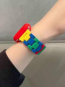 1 chiếc dây đeo đồng hồ unisex hình khối Dopamine, dây đeo cổ tay bằng nhựa hình hoạt hình dễ thương, phụ kiện vòng đeo tay thông minh, tương thích với Apple Watch 40/41/42/44/45/46/49/38mm, tương thích với Apple Watch Series 11/10/9/SE/8/7/6/5/4/3/2/1 Ultra3/2/1, mùa hè, thoáng khí, nhẹ dành cho nữ. - màu sắc - Xem 2