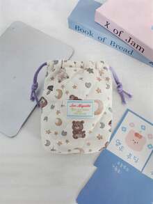 1pc Floral-Patterned Quilted Camera Bag, Protection Bag, Anti-Drop And Anti-Dust Soft Storage Bag, Multi-Functional Drawstring Pouch - Multicolor - View 7