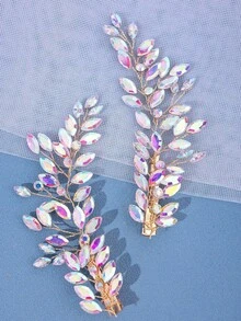 2件組女款奢華水晶髮夾，浪漫紫色水晶與鮮豔洋紅色髮夾，正式禮服與婚禮髮飾，適合夏季、海灘、節慶、生日 - 彩色 - 查看 2