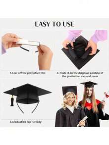 Băng đô cài tóc chủ đề tốt nghiệp dành cho người lớn, phụ kiện tóc kiểu mũ học giả, băng đô mũ tốt nghiệp unisex, mũ tốt nghiệp, phụ kiện chụp ảnh tiệc tốt nghiệp, mũ cử nhân, thạc sĩ, tiến sĩ, phù hợp cho người lớn, lớp lót băng đô mũ tốt nghiệp, dùng để cố định mũ tốt nghiệp và kiểu tóc, phụ kiện mũ quà tặng tốt nghiệp, tốt nghiệp trung học và đại học, trang trí tiệc prom. - Một kích cỡ phù hợp cho tất cả - Xem 9