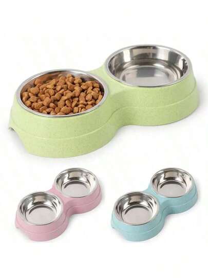 Stainless Steel Double Pet Bowls For Dogs And Cats - Non-Skid Base - Perfect For Food And Water - Easy To Clean
