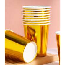 10/20/50/100个装金色纸质派对杯，9盎司饮料/咖啡/冷饮可重复使用杯，适用于生日派对、婚礼、母亲节等场合。 - 金色 - 查看 5