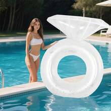 1pc Diamond-Shaped Inflatable Swimming Ring - PVC, Very Suitable For Adults, Pool Party And Beach Leisure, Bachelorette Party Gift, Wedding Decoration - Blue - View 8