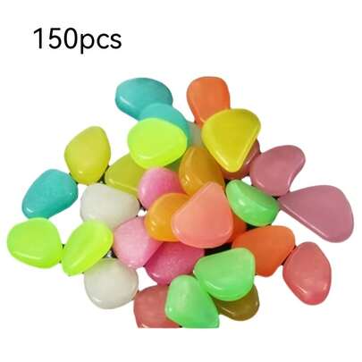 150pcs Large Luminous Stone (Mixed Color) Multi-Color Resin Stone, Suitable For Garden, Lawn, Aquarium, Wedding And Night Decoration, Activate In The Dark | Plastic Material,