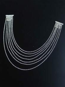1pc Luxury Jewelry Bling Crystal Headchain, Versatile Accessory For Party, Wedding, Bridal Hair Comb - Silver - View 3
