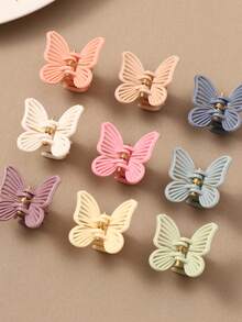 10/20/30pcs Muted Color Butterfly Hair Clips, Women Bangs/Braid Clips, Mini Elegant Princess Hair Accessories Summer Outfits Claw Clips,Travel,Birthday - Multicolor - View 4