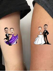 1/10/20/30/60pcs Customized Personalized Face Temporary Tattoo Stickers, Multiple Patterns, Suitable For Bachelorette Party, Birthday, Party Favors, Holidays, Valentine's Day, Couples, Men, Moms, Friends, Home Decor, Personalized Gifts - Multicolor - View 9